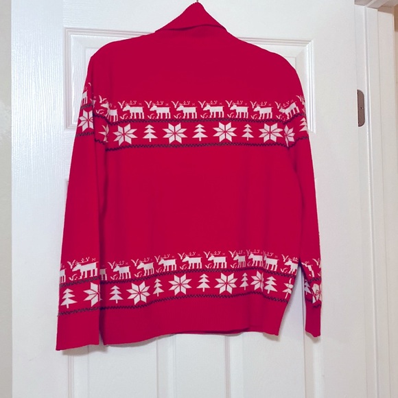 Christmas Sweater Red Turtleneck Holiday Top sz S - Picture 5 of 6
